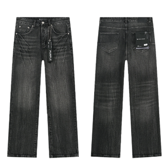 Black Washed Wide-Leg Denim Jeans with Chevron Fading